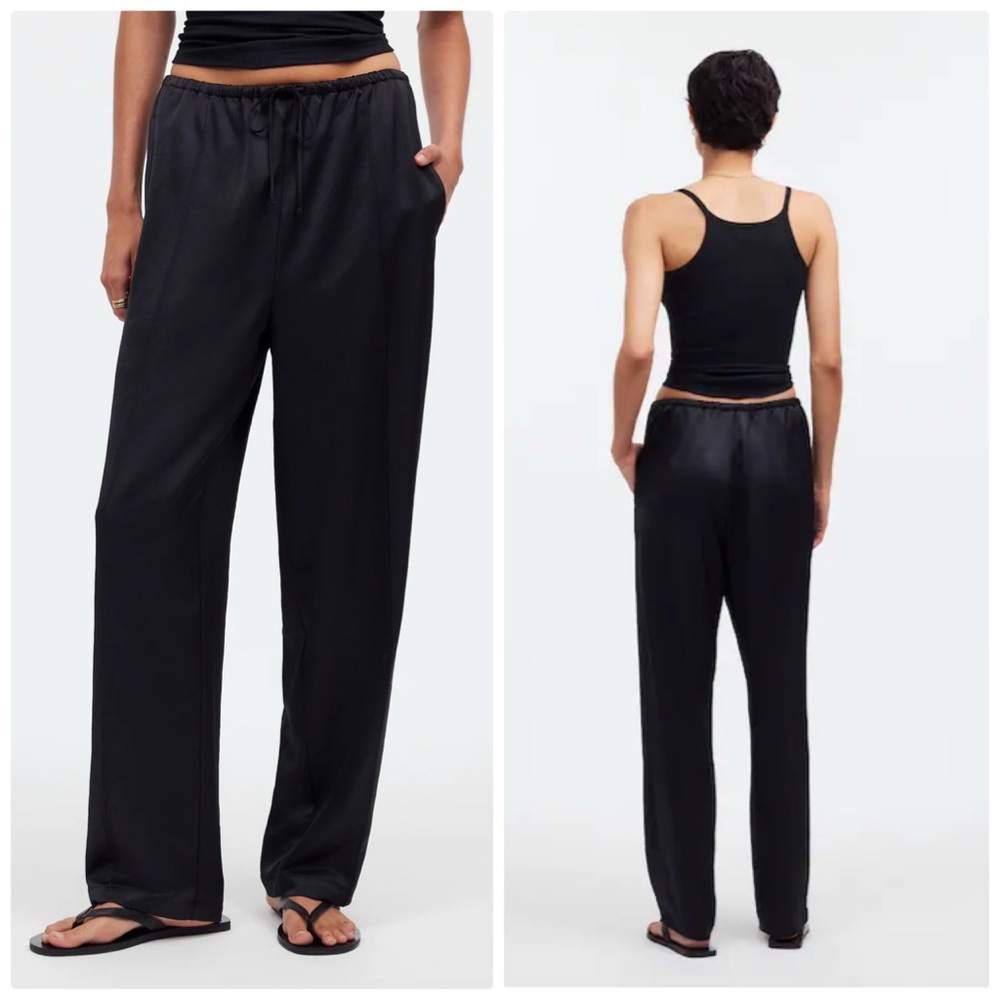 Madewell tall satin Pintucked drawstring trouser slim pull on true back - TL nwt
